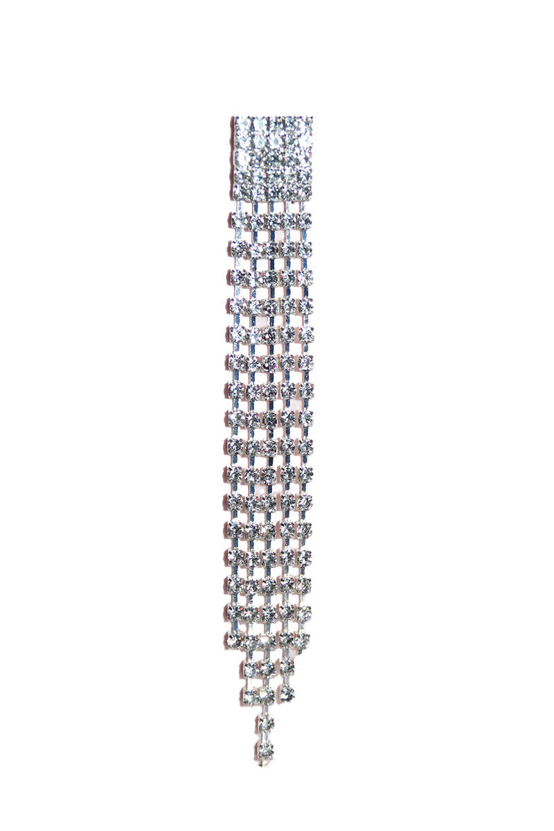 Rhinestone Dangle Single Earring - Silver