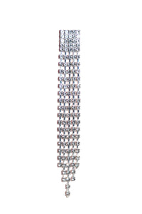 Rhinestone Dangle Single Earring - Silver