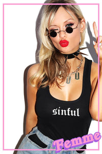 Sinful Racerback Tank-Black