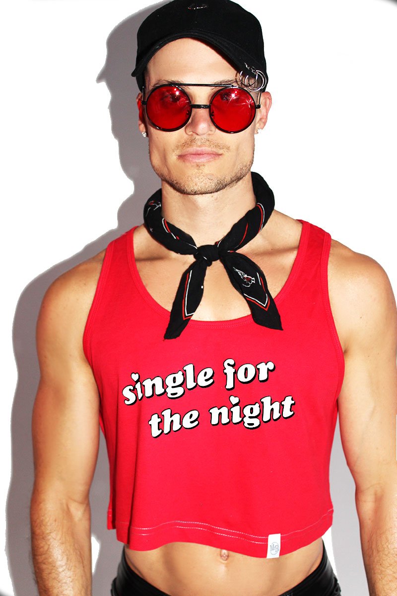 Single For The Night Crop Racerback Tank-Red