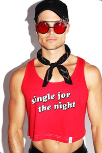 Single For The Night Crop Racerback Tank-Red
