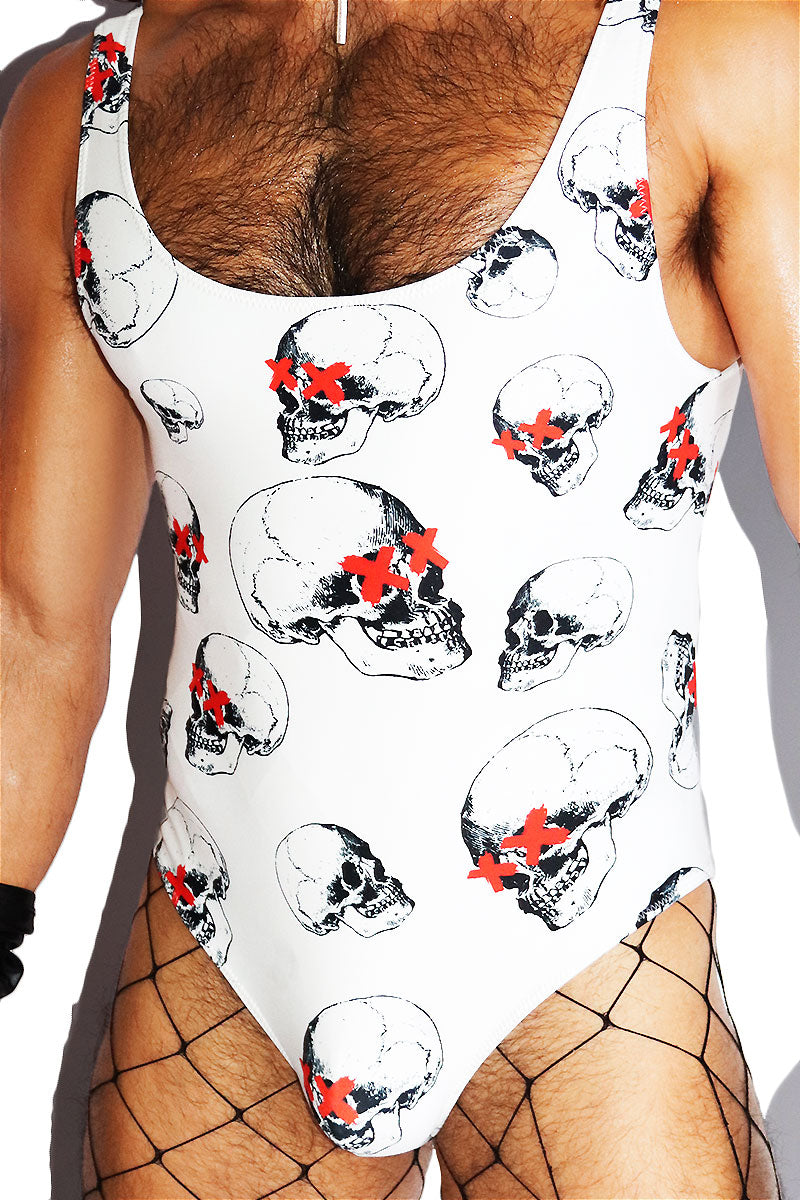 Cranium Skull All Over Bodysuit -White