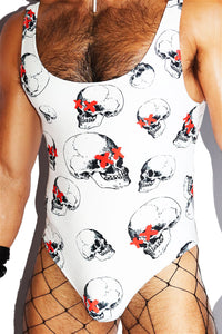 Cranium Skull All Over Bodysuit -White