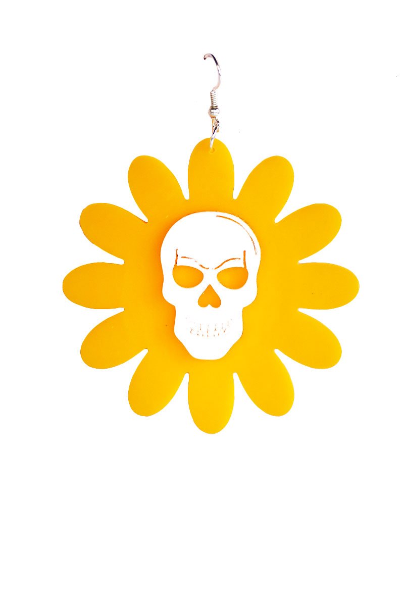 Deathly Flowers Acrylic Earring- Yellow