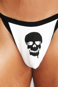 Skull Tied Up String Thong- White