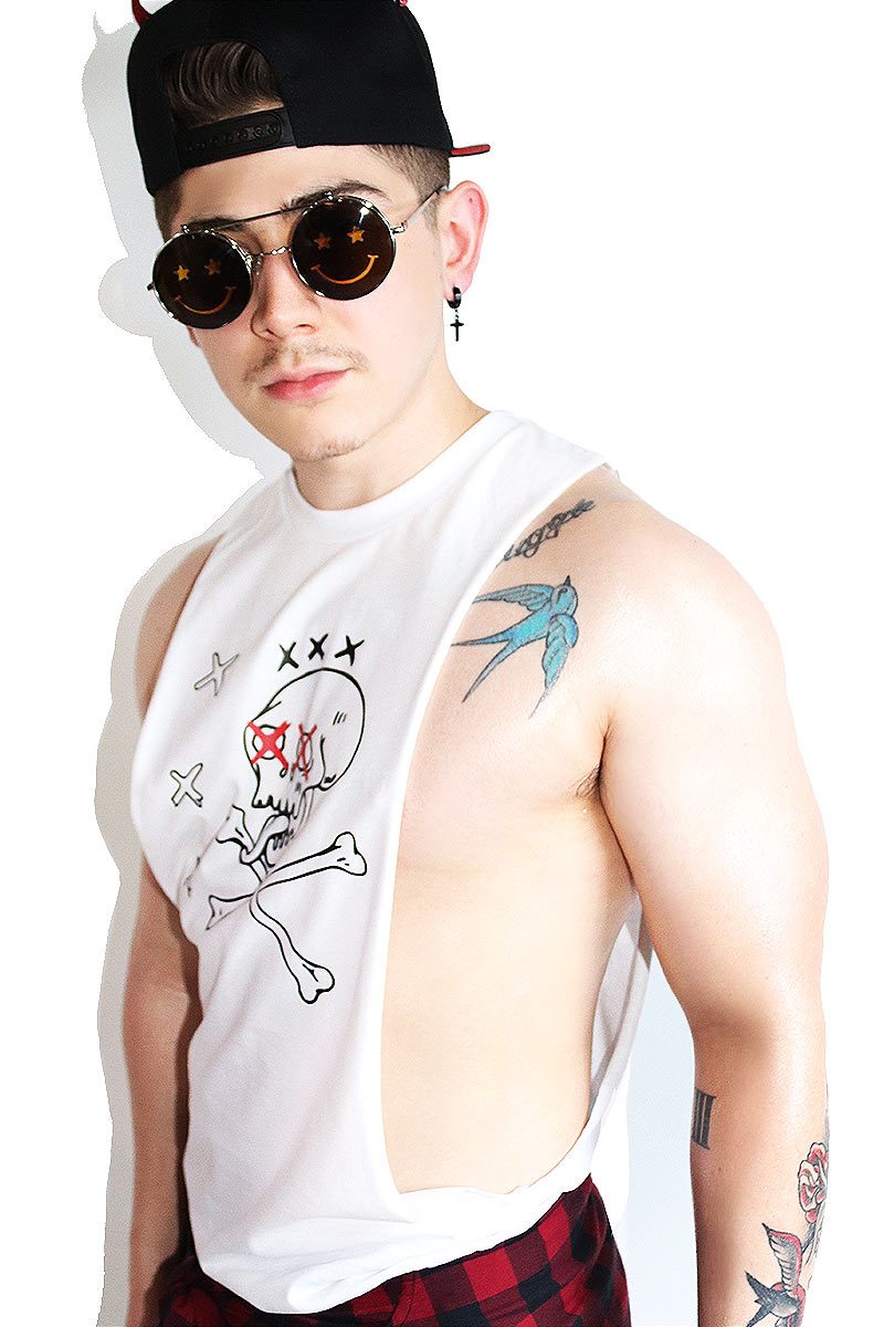 Skull and Cross Bones XXX Low Arm Tank-White