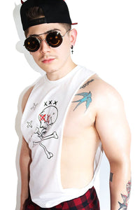 Skull and Cross Bones XXX Low Arm Tank-White
