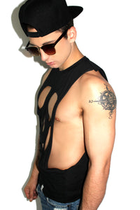 Skull Cutout Low Arm Tank- Black