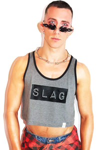 Slag Crop Racerback Tank- Charcoal