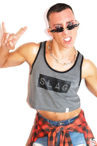 Slag Crop Racerback Tank- Charcoal