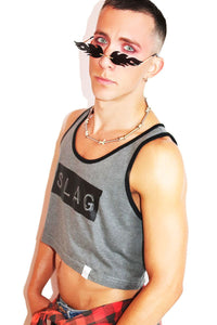 Slag Crop Racerback Tank- Charcoal