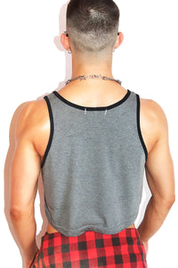 Slag Crop Racerback Tank- Charcoal