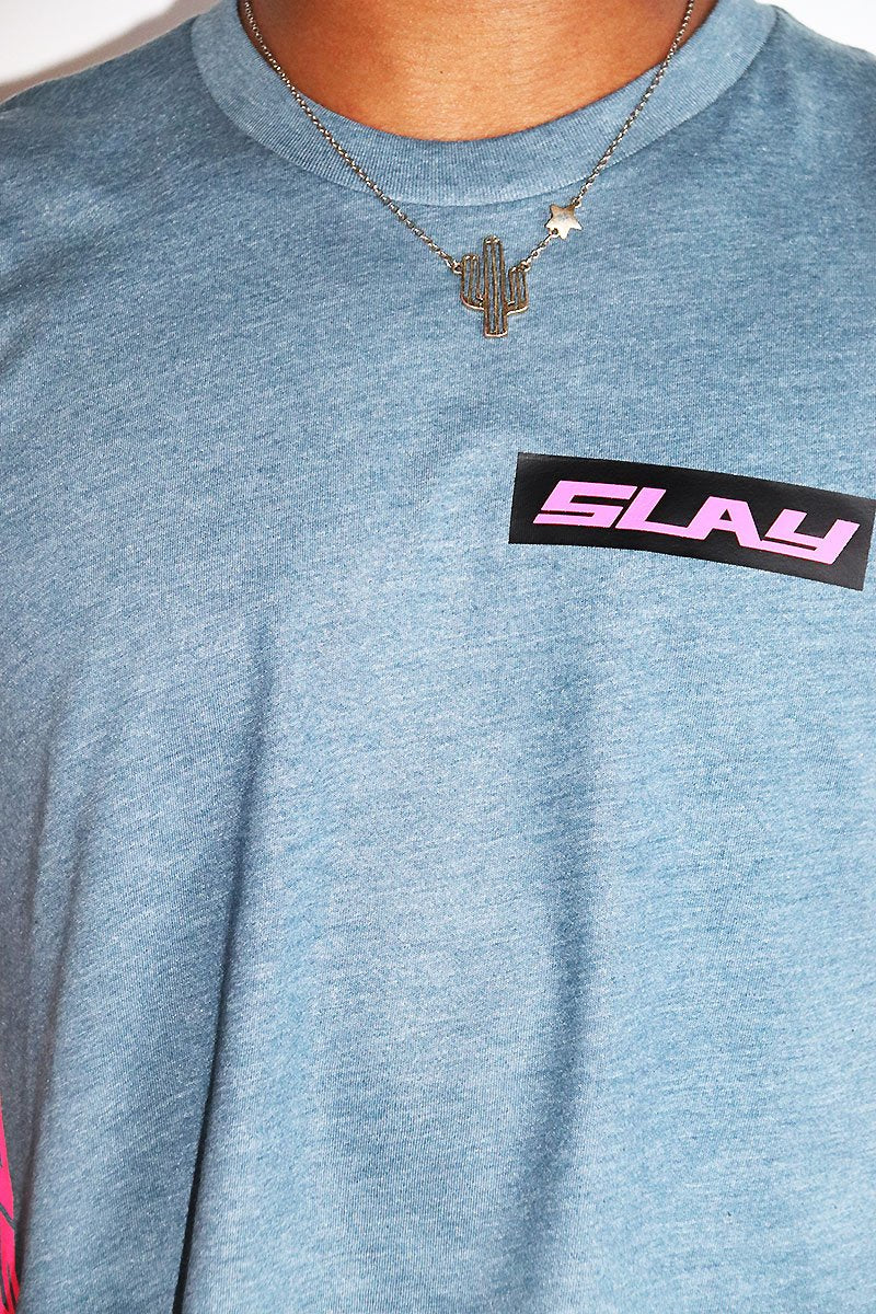 Slay Crop Tank-Heather Slate