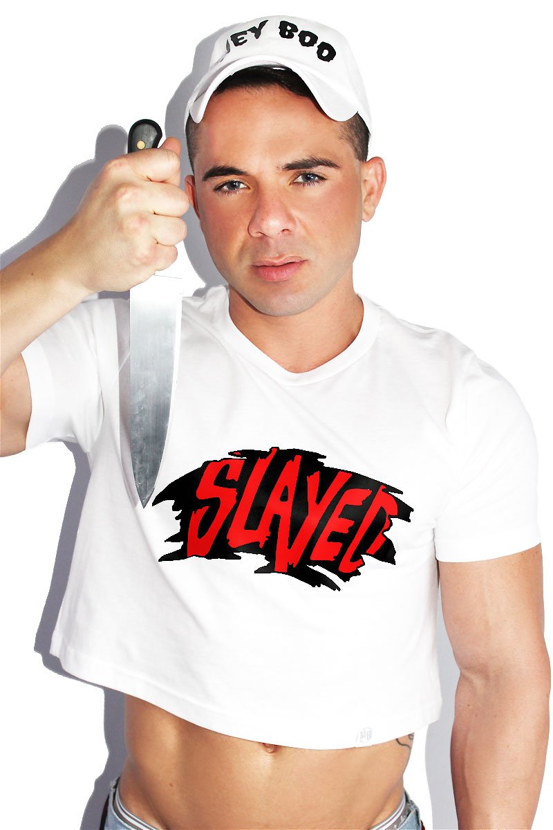 Slayed Crop Tee-White