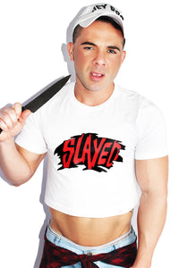 Slayed Crop Tee-White