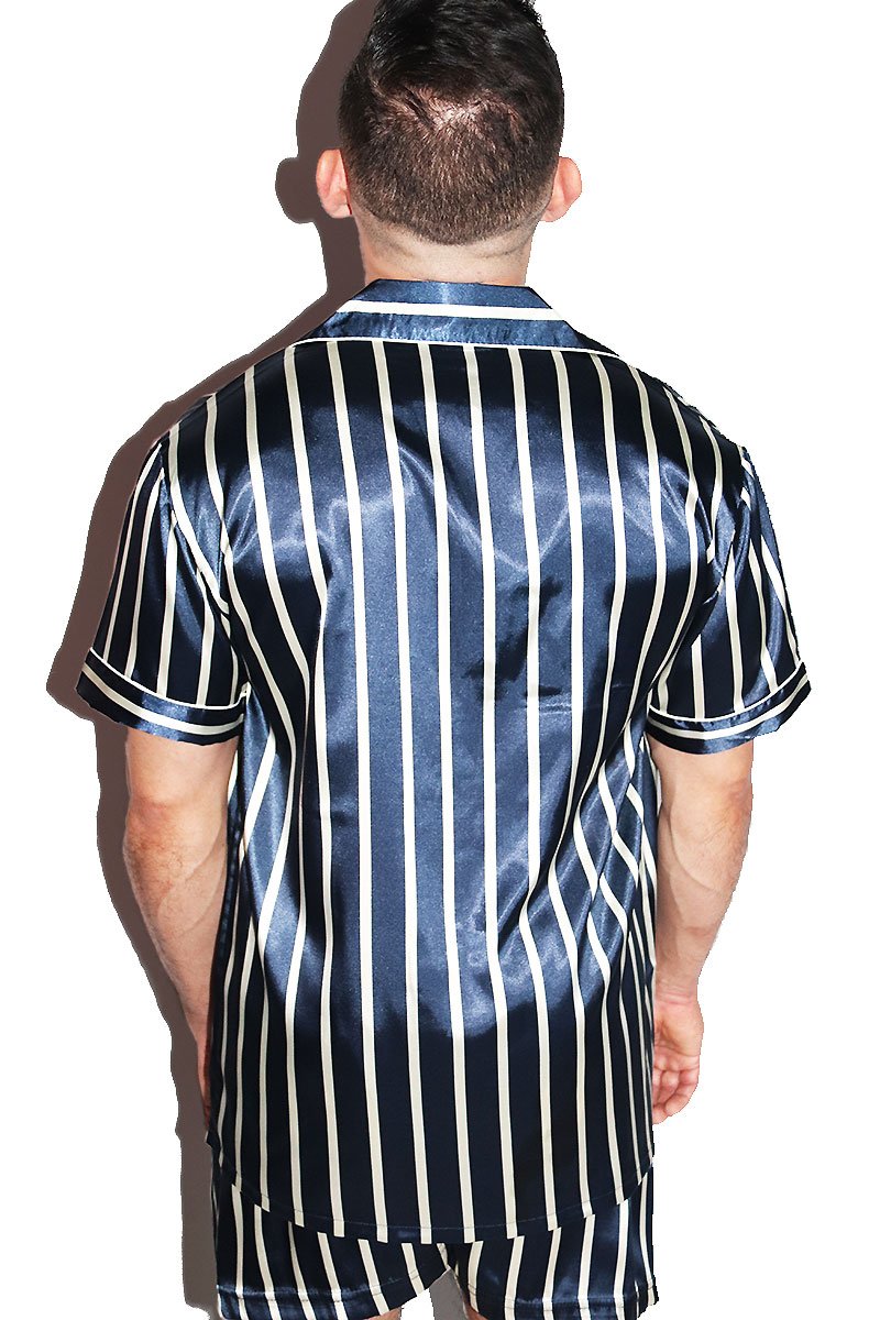 Sleepy Head Pajama Satin Shirt- Navy