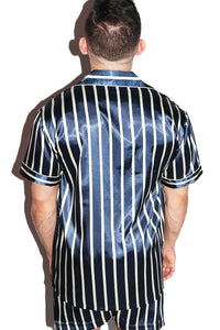 Sleepy Head Pajama Satin Shirt- Navy