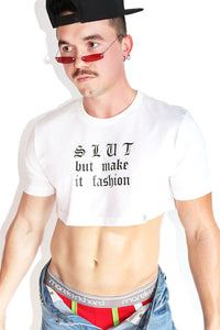 Make It Fashion Extreme Crop Tee-White
