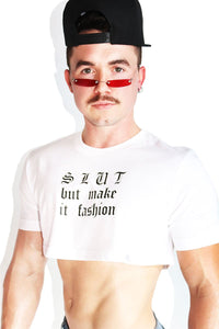 Make It Fashion Extreme Crop Tee-White
