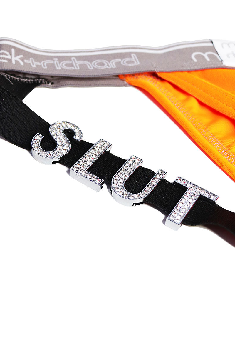 Slut Velvet Metallic Thong Jockstrap- Orange