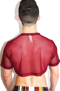 Slut Mesh Extreme Crop Tee- Burgundy