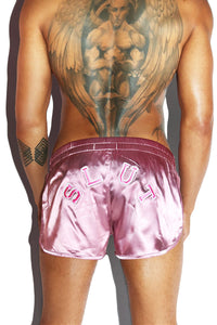 Slut Satin Jockstrap Lounge Shorts-Purple