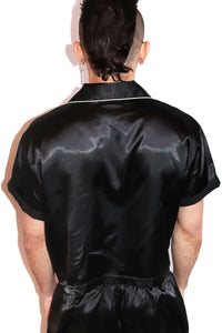 Slut Satin Crop Shirt- Black