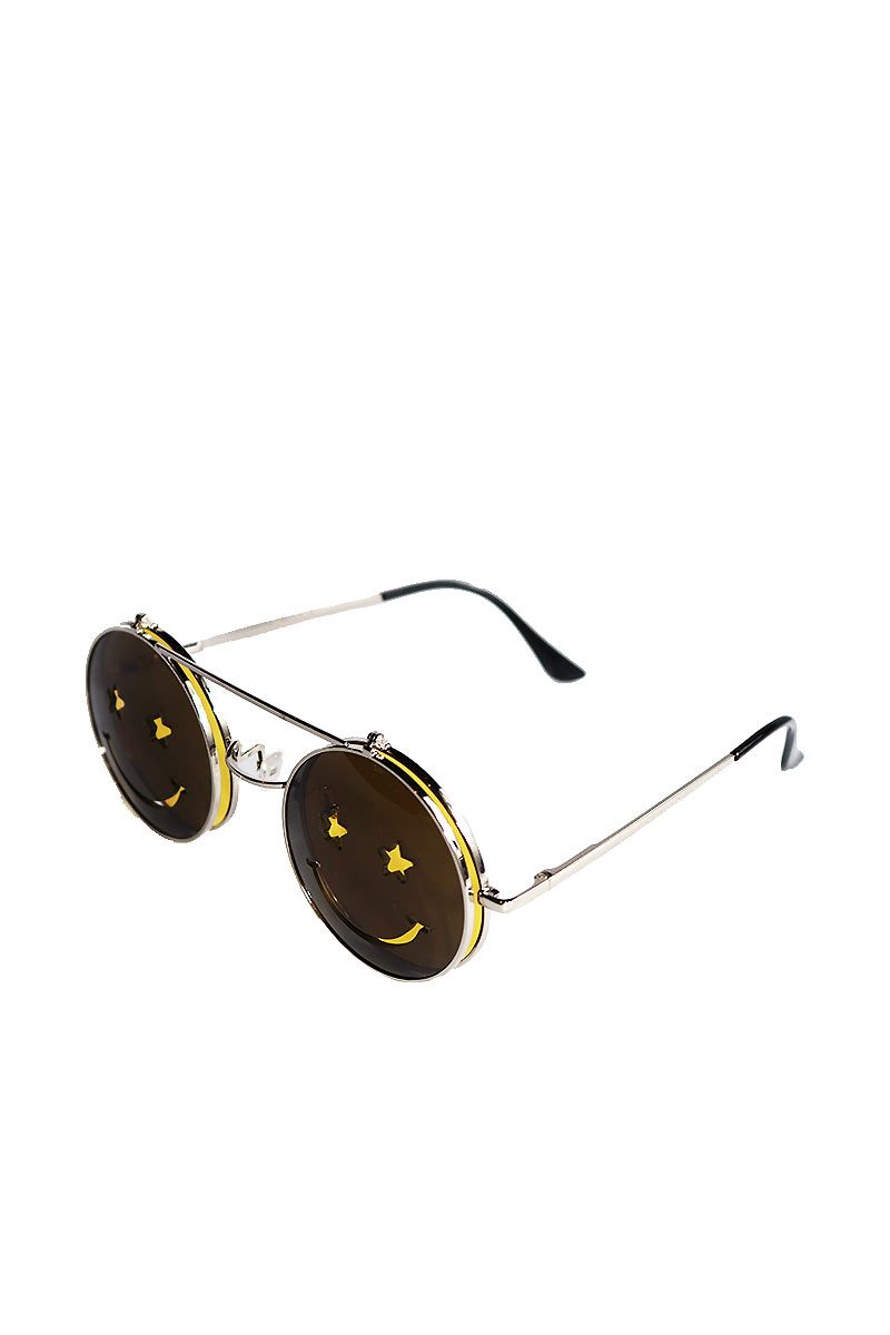 Smile Boston Rim Flip Up Sunglasses-Yellow