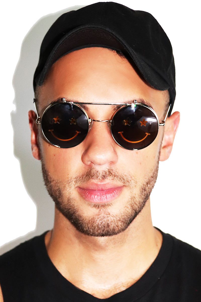 Smile Boston Rim Flip Up Sunglasses-Yellow