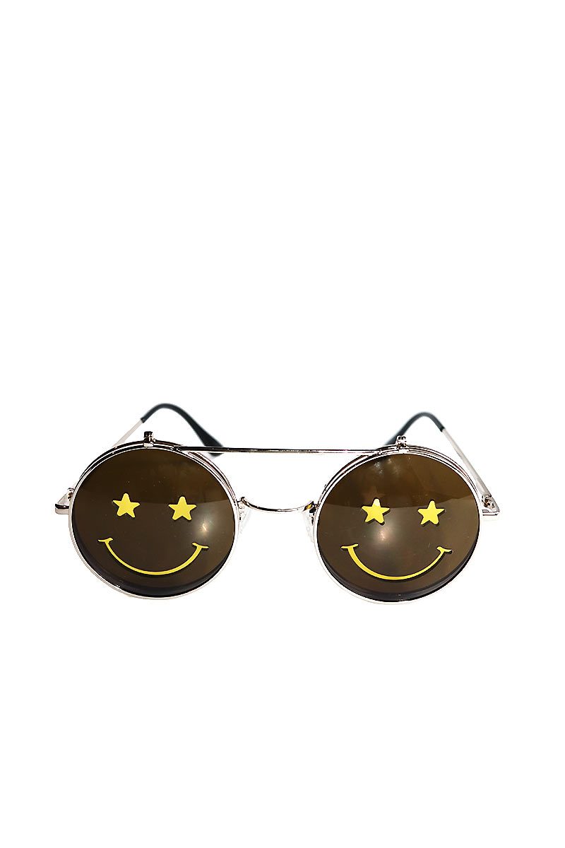 Smile Boston Rim Flip Up Sunglasses-Yellow