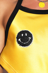 Happy Handkerchief Crop Tank- Gold