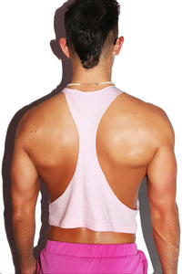 Upbeat Smile Crop String Tank- Pink