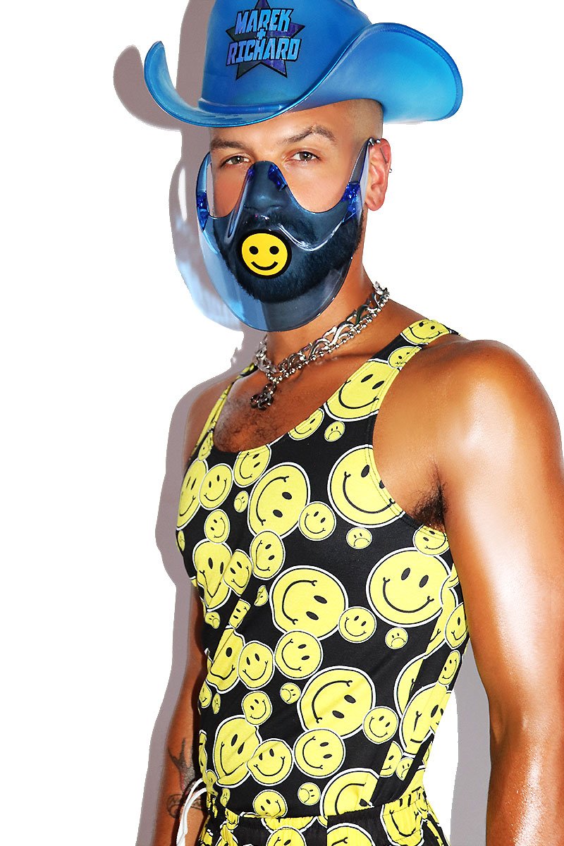 Smiley All Over Racerback Tank- Yellow