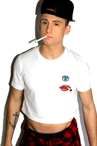 Smoking Hot Crop Tee-White