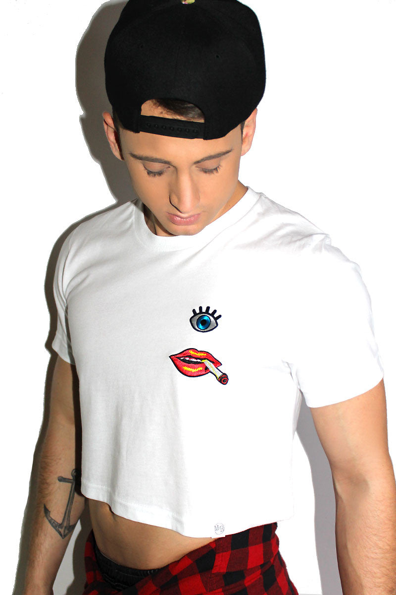 Smoking Hot Crop Tee-White