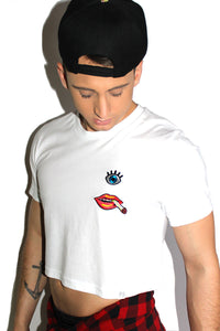 Smoking Hot Crop Tee-White