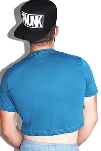 Snowflake See Thru Mesh Crop Tee-Deep Blue
