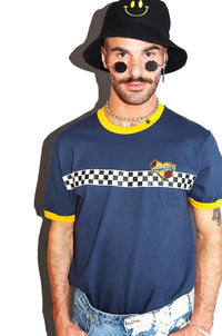 Sorry Mom Ringer Tee-Navy