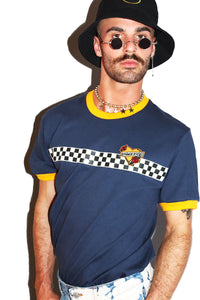 Sorry Mom Ringer Tee-Navy