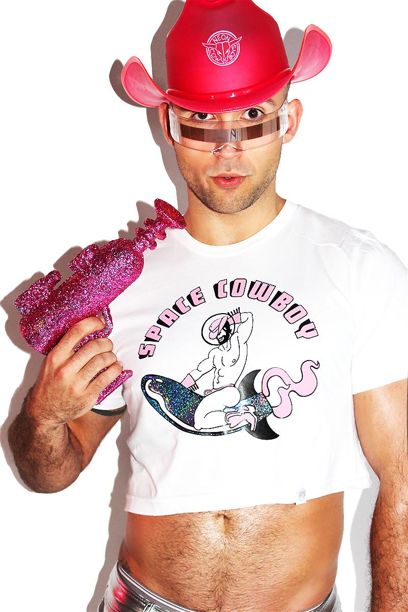 Space Cowboy Crop Tee-White
