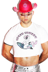 Space Cowboy Crop Tee-White