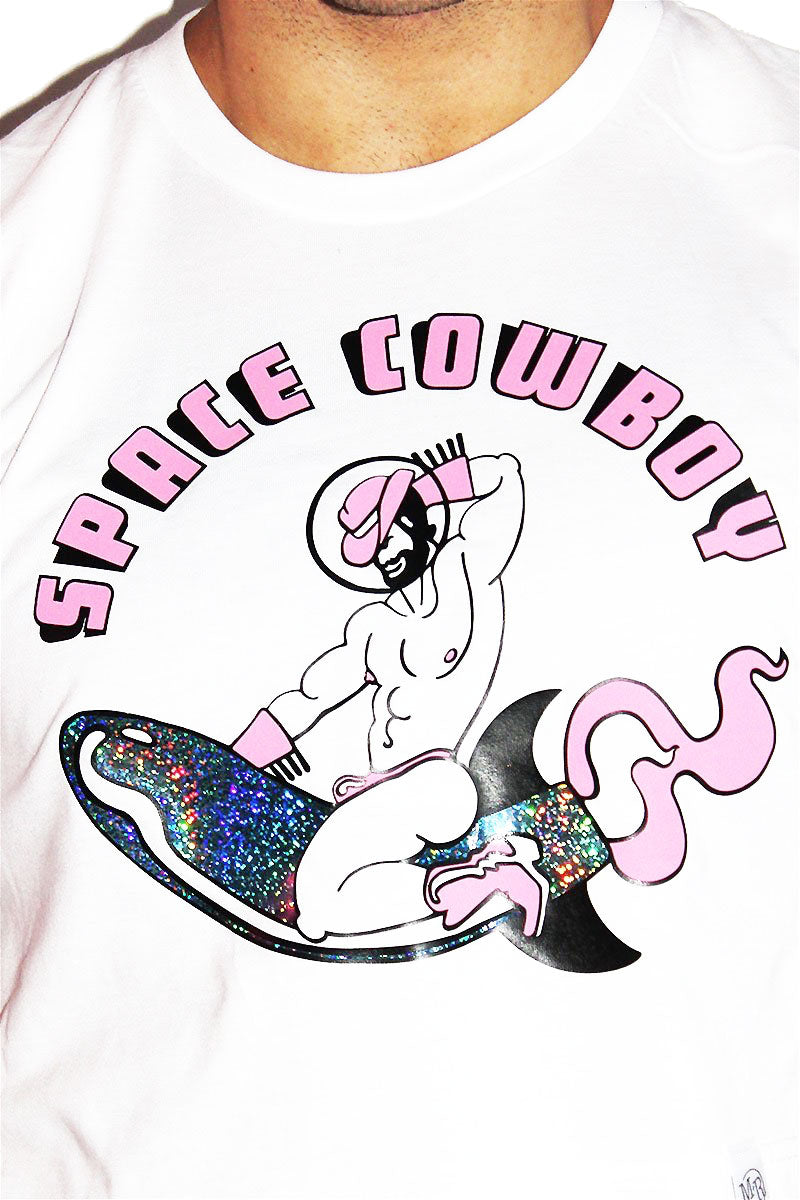 Space Cowboy Crop Tee-White