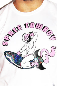 Space Cowboy Crop Tee-White