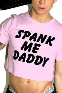 Spank Me Daddy Crop Tee-Pink
