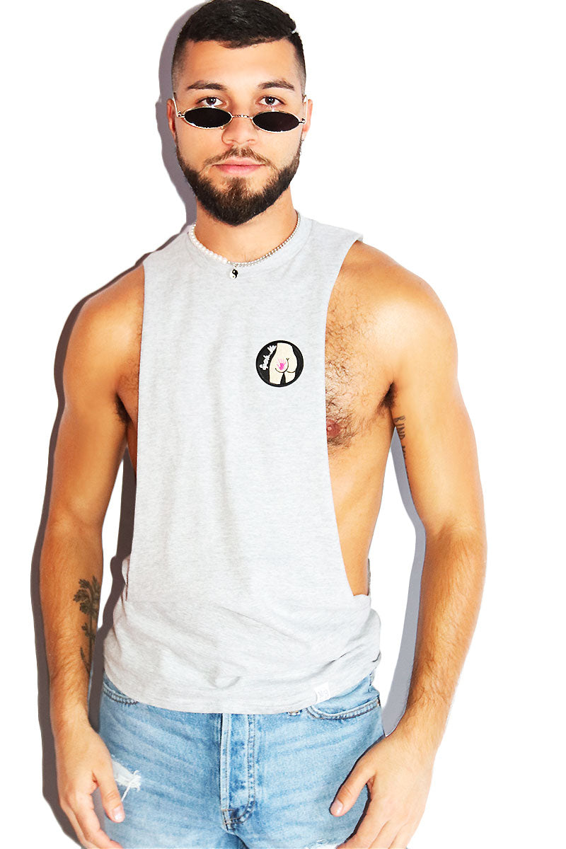 Spank Me Low Arm Shredder Tank-Grey