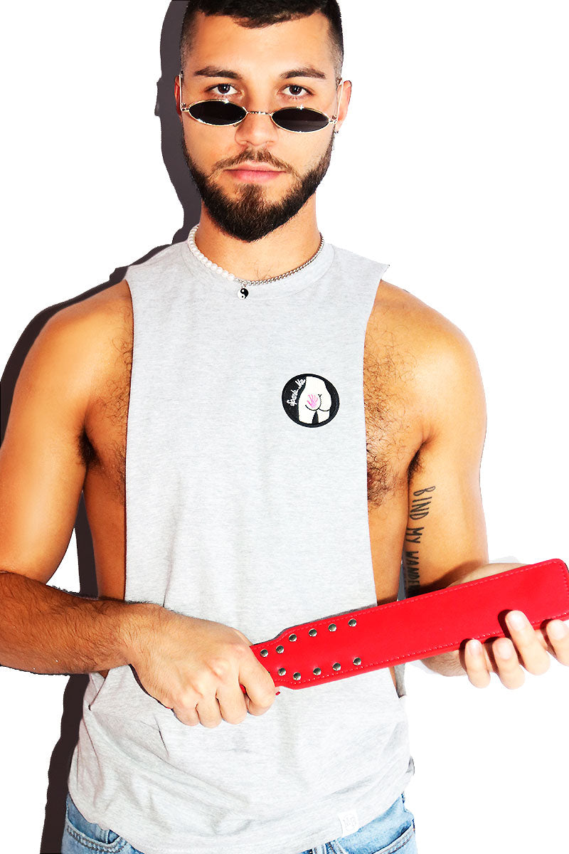 Spank Me Low Arm Shredder Tank-Grey
