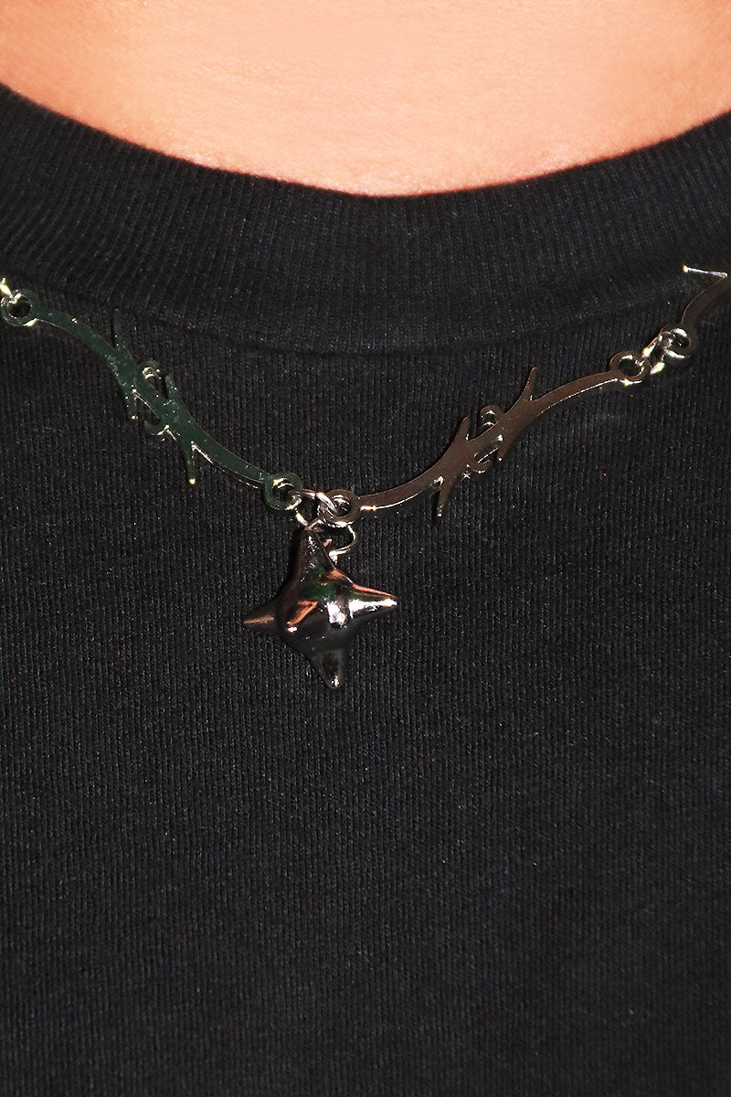 Horned Flames Necklace - Silver