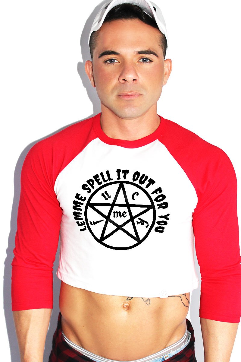 Spell-Book Fuck Me Raglan Crop Tee-Red