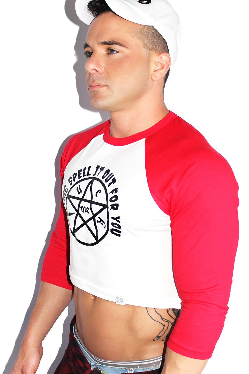 Spell-Book Fuck Me Raglan Crop Tee-Red
