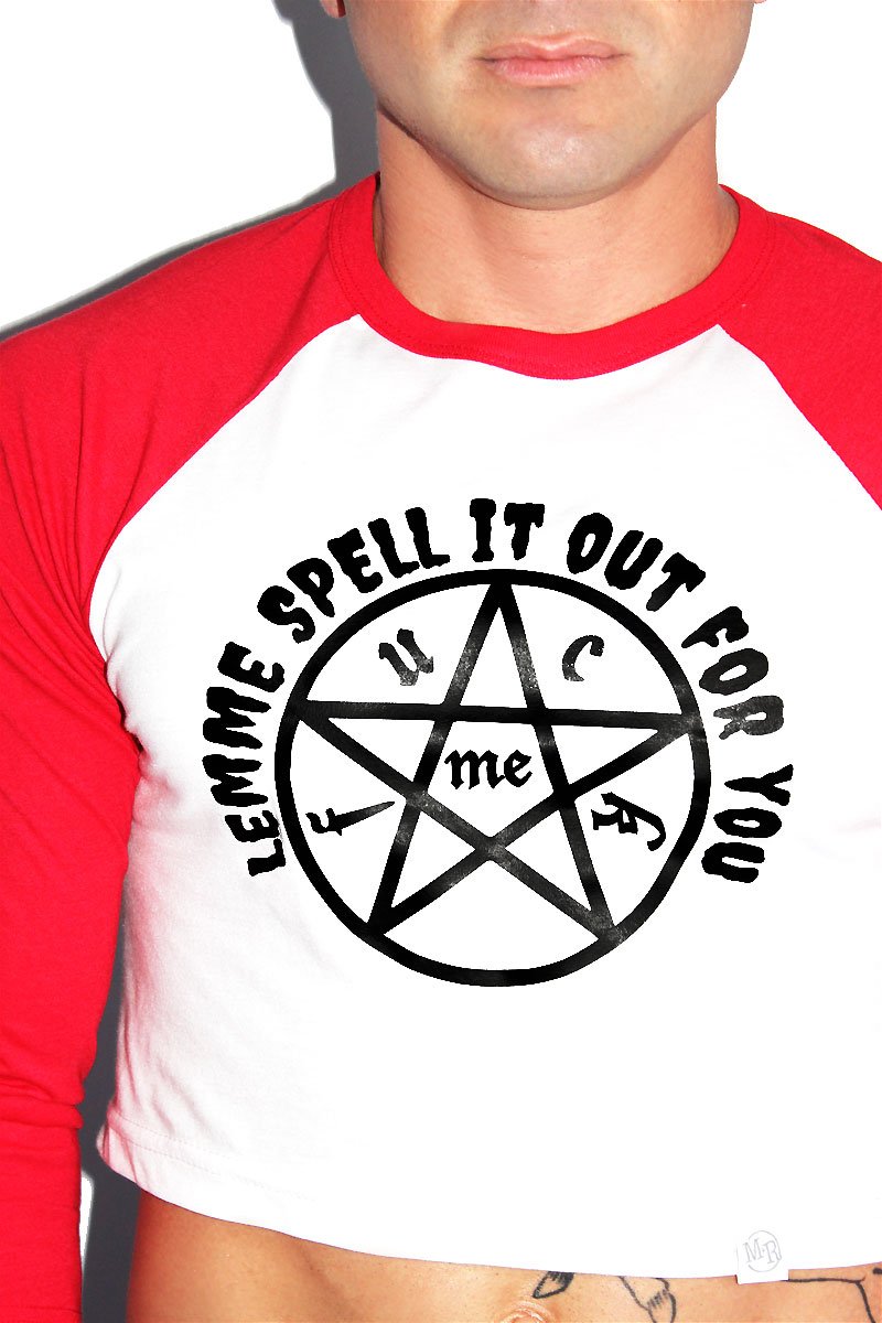 Spell-Book Fuck Me Raglan Crop Tee-Red